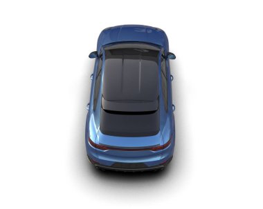 mavi spor araba üst görünümü beyaz üzerine izole