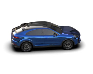 Araba, beyaz arka planda izole edilmiş modern elektrikli araba. 3d oluşturma