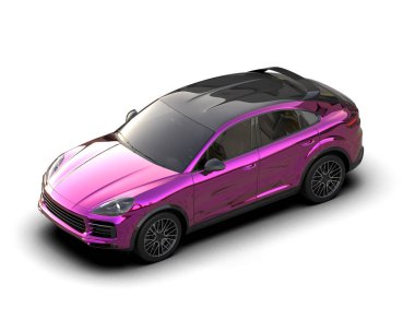 Beyaz arka planda modern bir araba. 3d oluşturma.