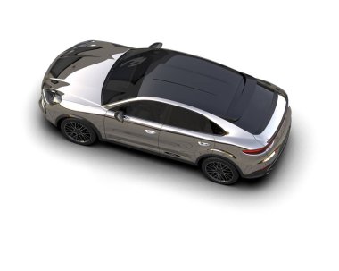 siyah modern lüks aile arabası - üst görünüm - 3 boyutlu