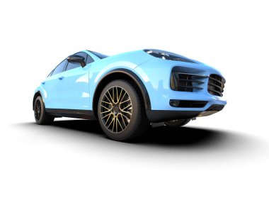 mavi modern araba - 3 boyutlu resimleme