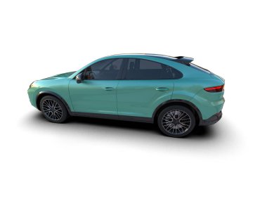 Modern araba arka planda izole edilmiş. 3D görüntüleme - illüstrasyon