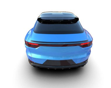 mavi modern araba - 3 boyutlu illüstrasyon
