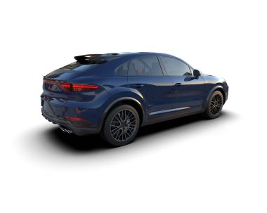 Beyaz arka planda izole edilmiş modern lüks araba. 3d oluşturma.