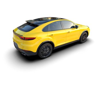 beyaz zemin üzerine sarı spor araba