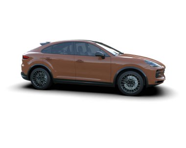 Beyaz arka planda bir araba cipi. 3d oluşturma