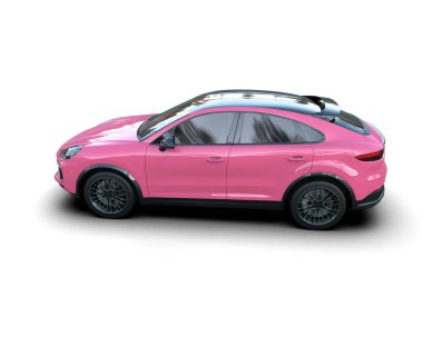 Arka planda modern şehir arabası. Arabadaki dokuyu. 3d illüstrasyon.