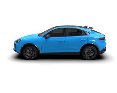 Beyaz arka planda bir araba. Modern kaliteli araba. 3d illüstrasyon