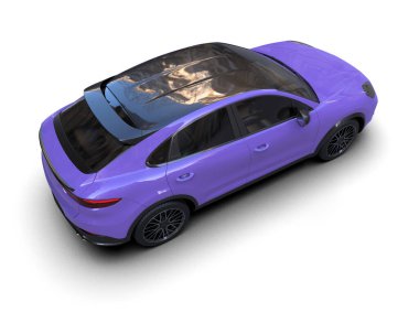 Beyaz arkaplan üzerinde mavi SUv 3D görüntüleme