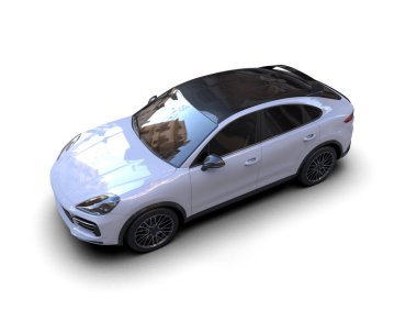 Beyaz arka planda modern bir araba. 3d illüstrasyon