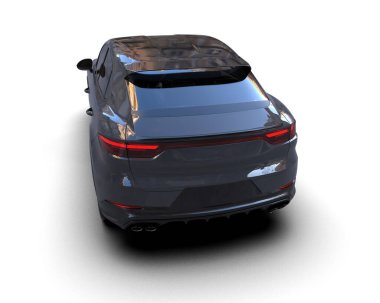 Modern araba arka planda izole edilmiş. 3D görüntüleme - illüstrasyon