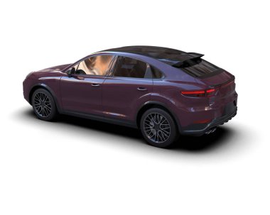 Beyaz arka planda bir araba. 3D görüntüleme - 3d illüstrasyon.