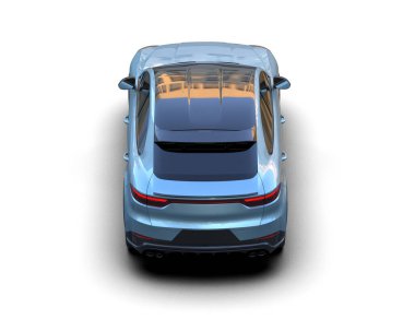 modern elektrikli araba beyaz arka planda izole edilmiş 3 boyutlu görüntüleme