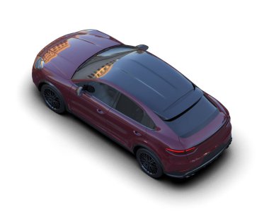 Modern araba arka planda izole edilmiş. 3D görüntüleme - illüstrasyon