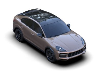 Stüdyo ortamında markasız bir SUV 'un 3 boyutlu çizimi.