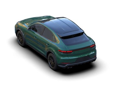 Lüks yeşil spor araba beyaz arka planda izole edilmiş. 3d illüstrasyon