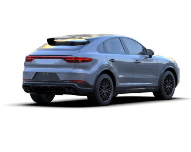 Modern araba arka planda izole edilmiş. 3D görüntüleme - illüstrasyon