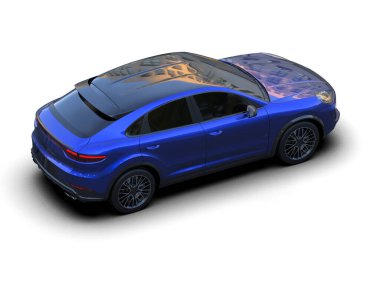 Arka planda lüks bir araba. 3d oluşturma.