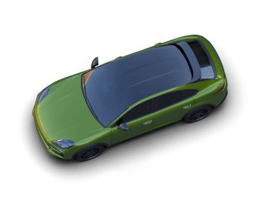 beyaz arka planda yeşil modern araba 3 d illüstrasyon