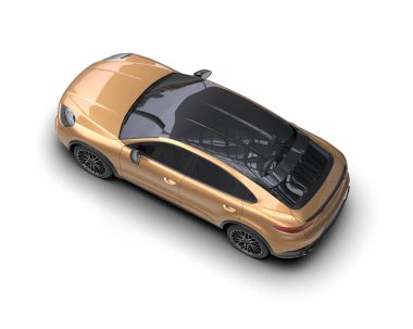 modern araba beyaz arka planda izole edildi. 3 boyutlu çizim - illüstrasyon