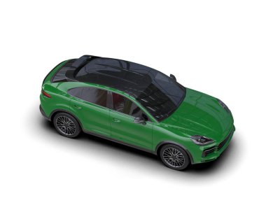 Yeşil spor araba. 3d oluşturma