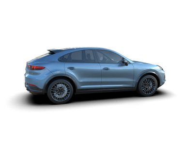 Modern SUV beyaz arka planda izole edildi. 3d oluşturma