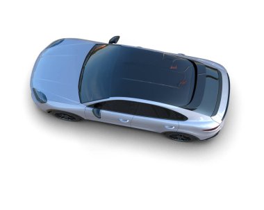 Beyaz arka planda bir araba. 3d oluşturma