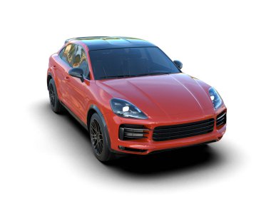 Beyaz arka plan üzerinde izole kırmızı modern otomobil