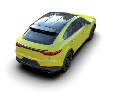 Modern araba beyaz arka planda izole edilmiş. 3d illüstrasyon