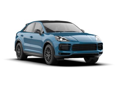 Beyaz arka planda modern kompakt araba. 3 Boyutlu Hazırlama