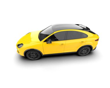 Modern araba beyazda izole edilmiş. 3D görüntüleme - illüstrasyon