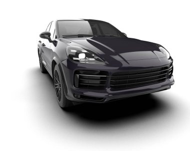 Lüks siyah arazi aracı. 3d illüstrasyon