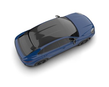 mavi spor araba - üst görünüm