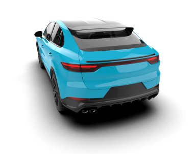 mavi araba beyaz arkaplanda izole edildi