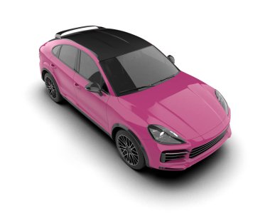 modern pembe araba beyaz arka planda izole edilmiş.