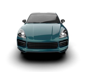 Gri bir arka planı olan modern lüks bir araba. Yüksek kalite çizim. 3 Boyutlu Hazırlama