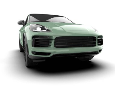 Yansımalı modern yeşil araba.