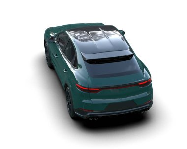 beyaz arkaplanda modern SUV arabası 3 boyutlu görüntüleme