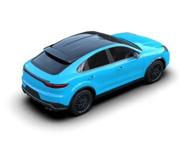 Modern SUV arabası beyaz arka planda izole edilmiş. 3d illüstrasyon