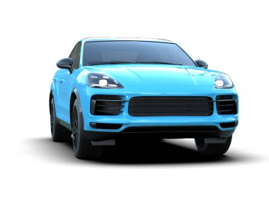 mavi lüks araba - ön manzara