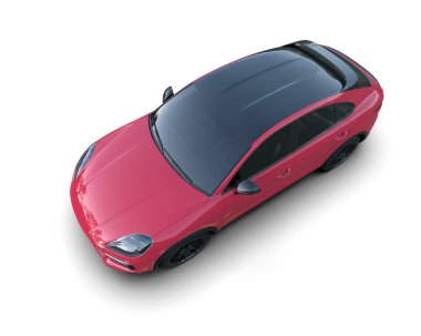 kırmızı modern araba beyaz üzerine izole edilmiş.