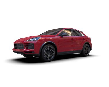 beyaz arka planda modern kırmızı araba 3 boyutlu görüntüleme