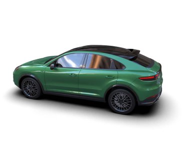 yeşil cip beyaz arkaplanda izole edildi