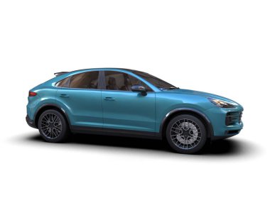 Modern lüks araba beyaz arka planda izole edilmiş, kırpma yolu var. 3 Boyutlu Hazırlama.