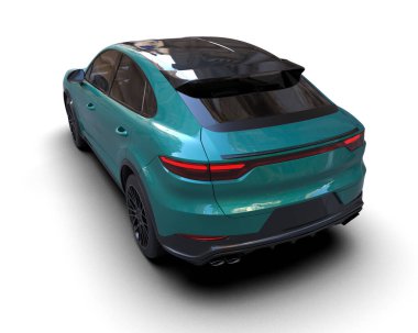 Modern araba arka planda izole edilmiş. 3D görüntüleme. resimleme