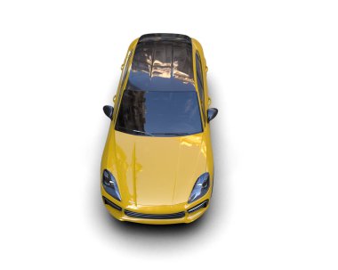 beyaz zemin üzerine sarı araba