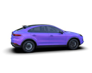 Beyaz arka planda modern kompakt bir arabanın 3 boyutlu resmi