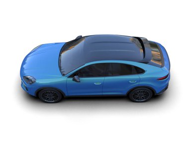 Beyaz üzerine mavi SUV