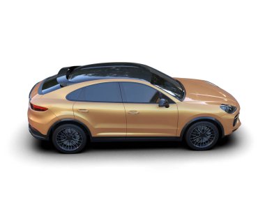 Beyaz arka planda modern lüks SUV arabası. 3d oluşturma