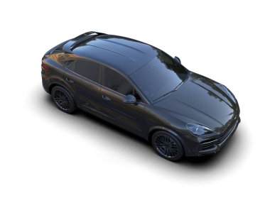 Siyah araba beyaz arka planda izole edilmiş.